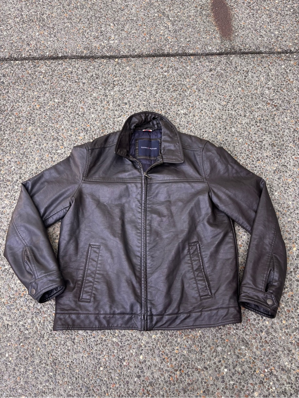 Tommy Hilfiger Dark Brown Leather Bomber Jacket